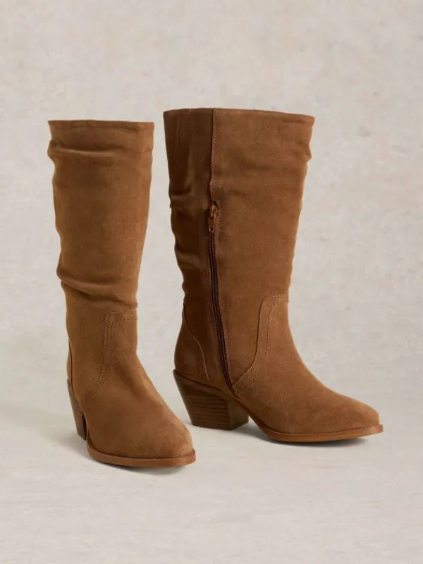 Azalea Mid Slouch Suede Boot in MID TAN<White Stuff Clearance