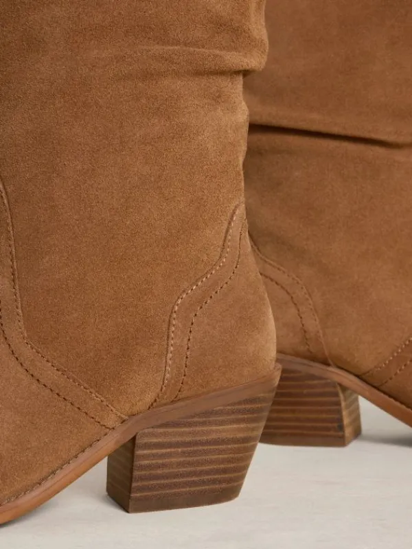 Azalea Mid Slouch Suede Boot in MID TAN<White Stuff Clearance