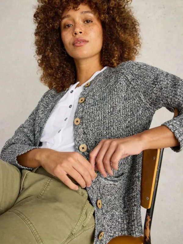 BAILEY COTTON CARDI in NAVY MULTI<White Stuff Clearance