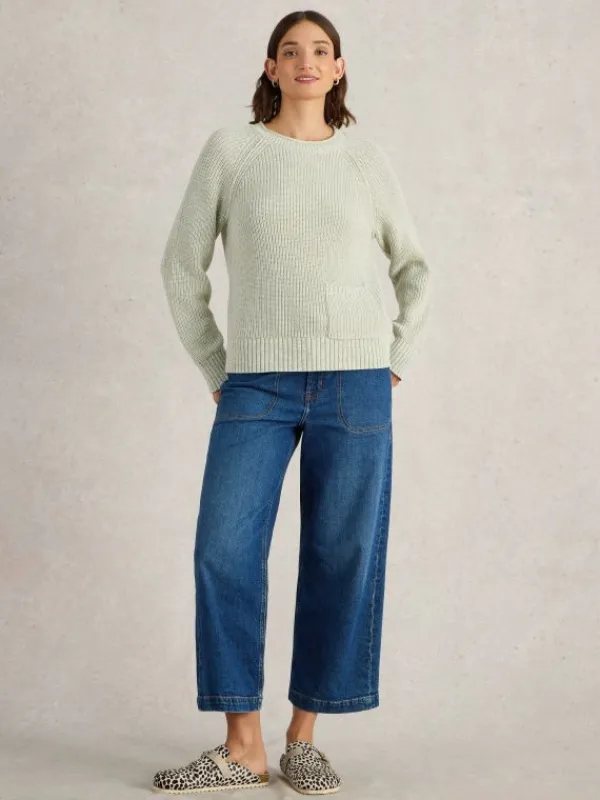BAILEY COTTON JUMPER in KHAKI GREEN<White Stuff Fashion