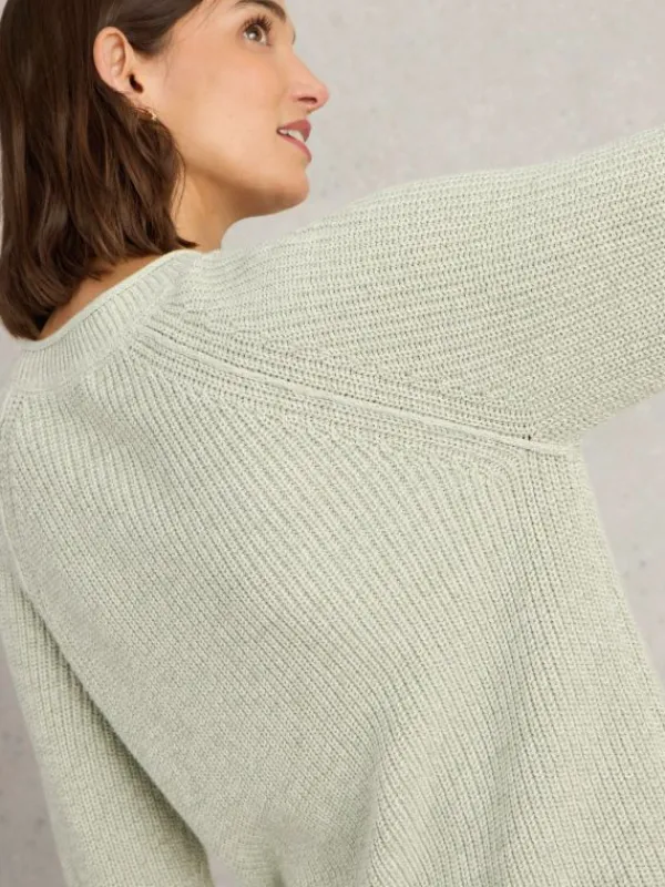 BAILEY COTTON JUMPER in KHAKI GREEN<White Stuff Fashion