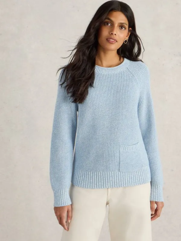 BAILEY COTTON JUMPER in MID BLUE<White Stuff Sale
