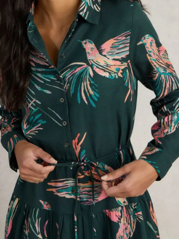 Beatrice Shirt Dress in GREEN PRINT<White Stuff Online