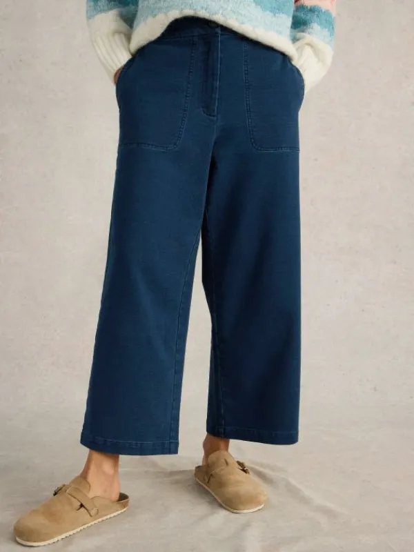 Belle Jersey Wide Leg Crop in DK DENIM<White Stuff Best