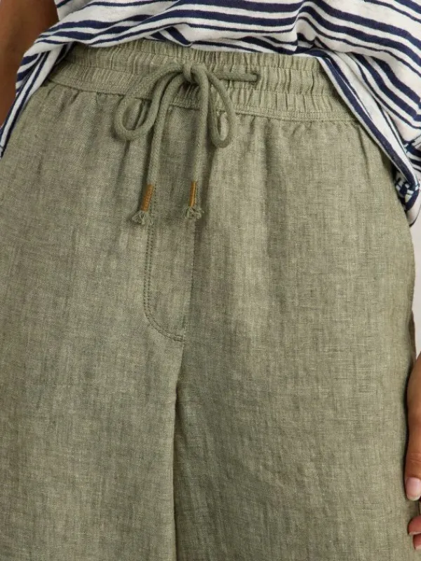 Belle Linen Wide Leg Trouser in MID GREEN<White Stuff New