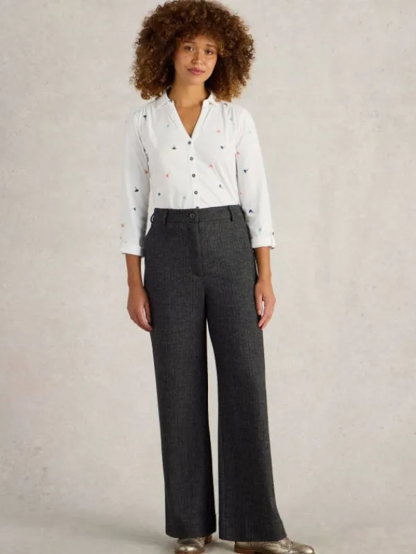 Belle Tweedy Wide Leg Trouser in BLACK MULTI<White Stuff Clearance
