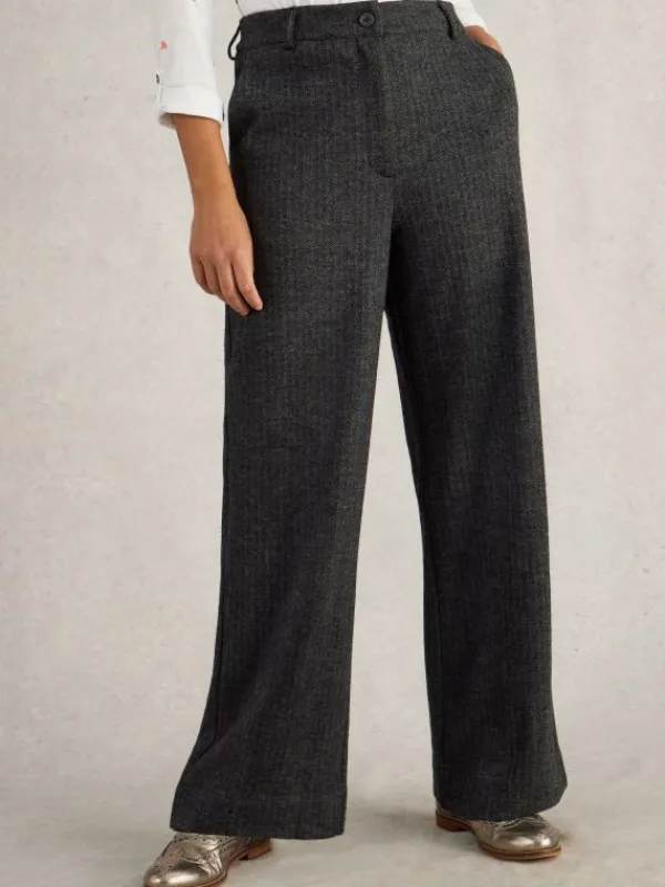 Belle Tweedy Wide Leg Trouser in BLACK MULTI<White Stuff Clearance