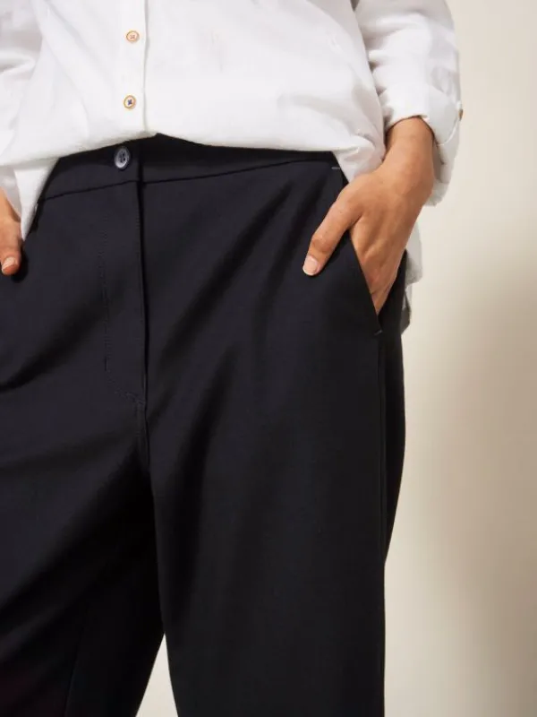 Belle Wide Leg Cropped Trouser in PURE BLACK<White Stuff Discount