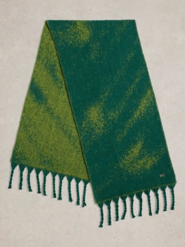 Benny Brushed Scarf in GREEN MULTI<White Stuff New