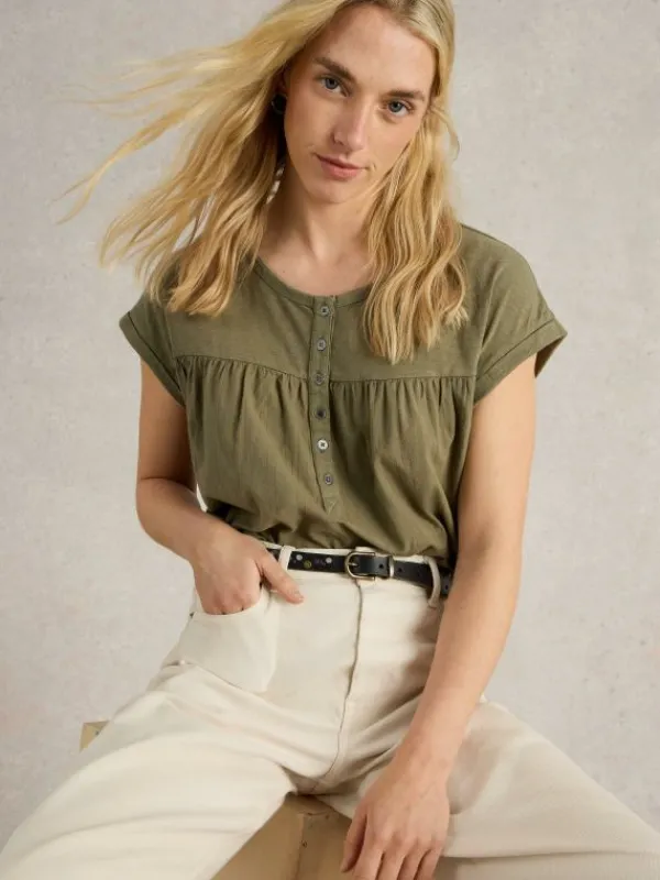 BETHANY SHIRT in KHAKI GREEN<White Stuff Online