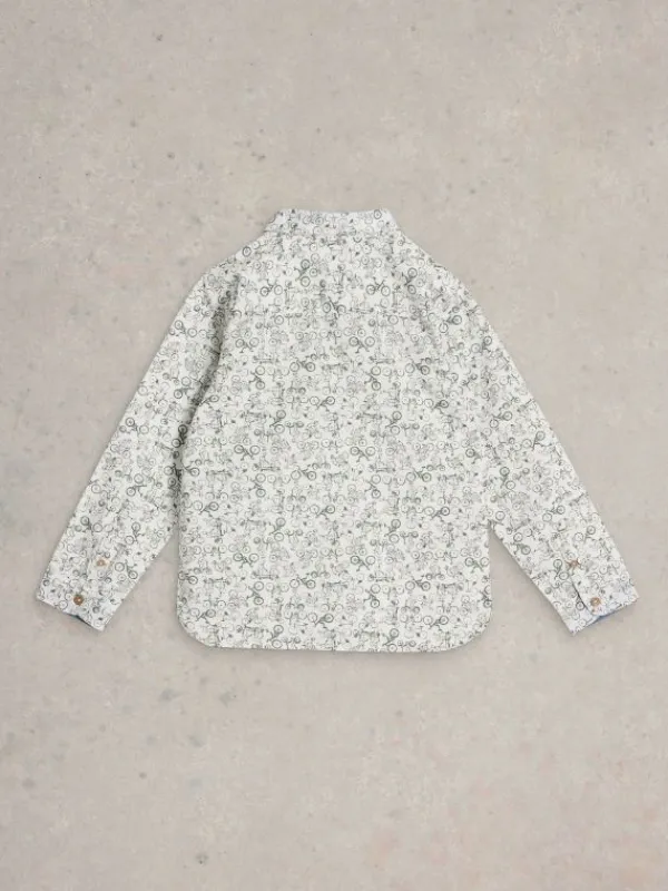 Bike Print Shirt in IVORY MULTI<White Stuff Clearance