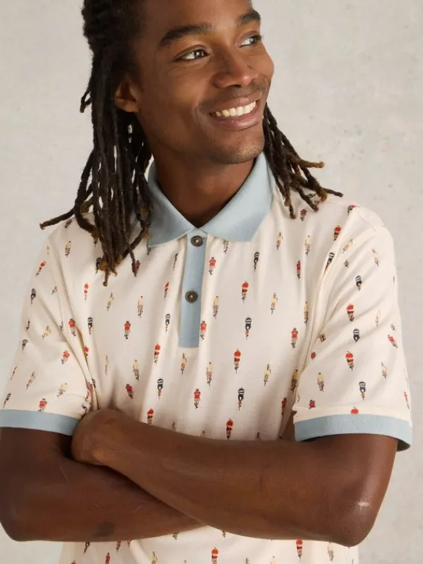 Bike Printed Polo in WHITE PRINT<White Stuff Online