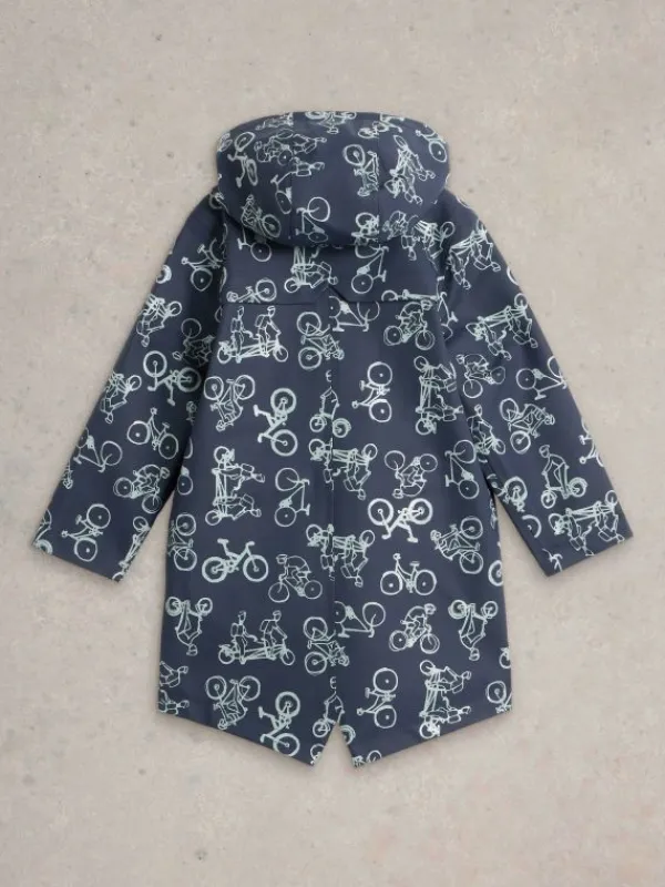 Bike Printed Raincoat in NAVY PRINT<White Stuff Fashion