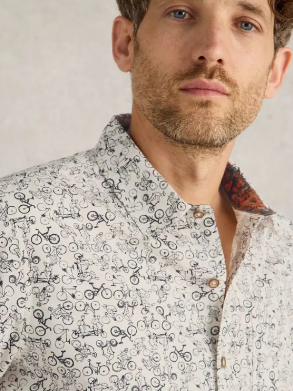 Bike Printed Shirt in NATURAL MULTI<White Stuff Sale
