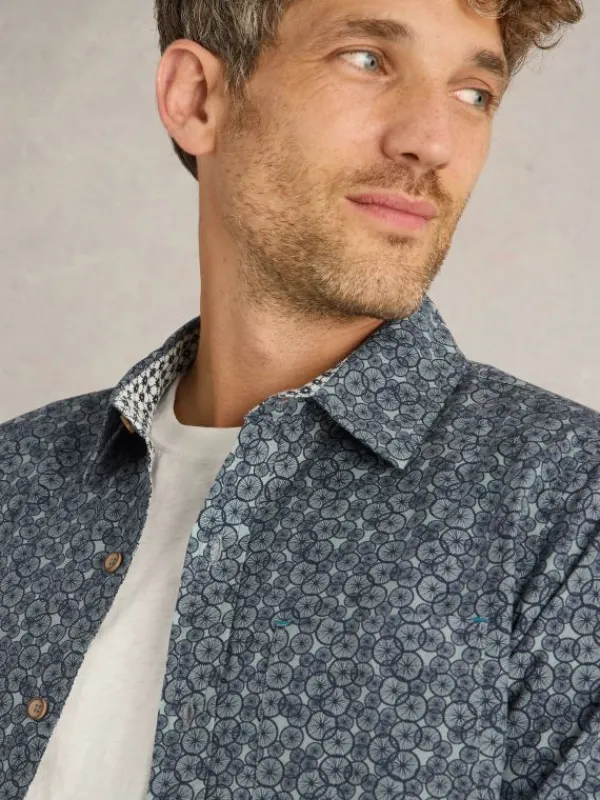 Bike Tyres Printed Shirt in NAVY PRINT<White Stuff New