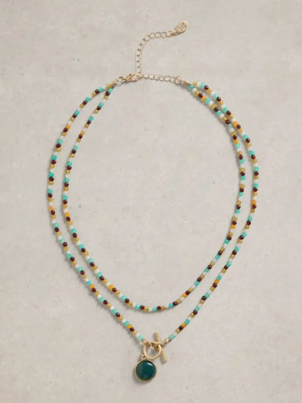 Birch Multi Layer Necklace in GREEN MULTI<White Stuff Clearance