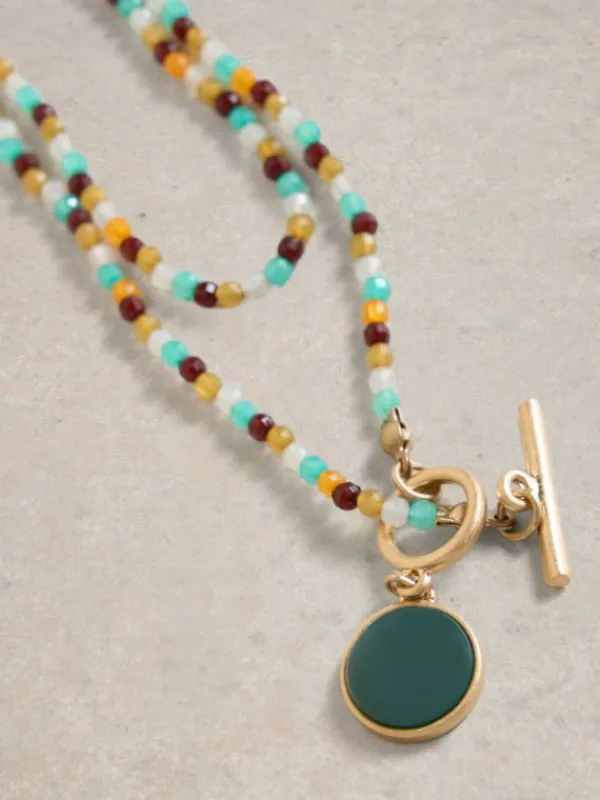 Birch Multi Layer Necklace in GREEN MULTI<White Stuff Clearance