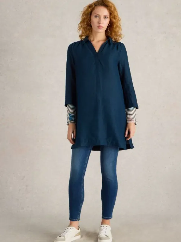 Blake Linen Tunic in DARK NAVY<White Stuff Hot