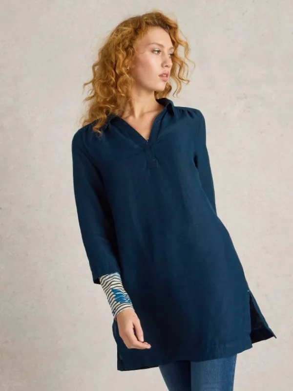 Blake Linen Tunic in DARK NAVY<White Stuff Hot