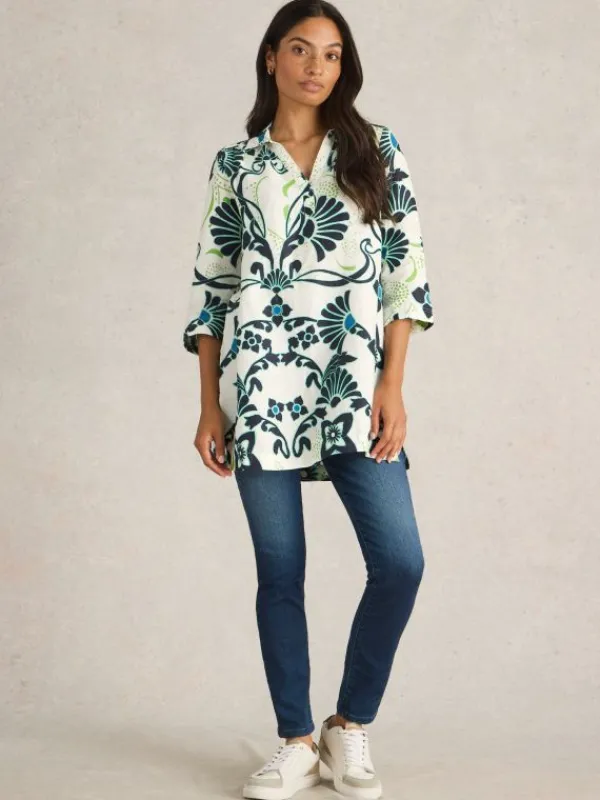 Blake Linen Tunic in IVORY PRINT<White Stuff New