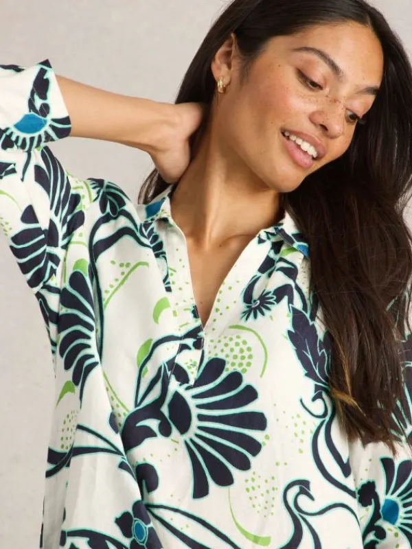 Blake Linen Tunic in IVORY PRINT<White Stuff New