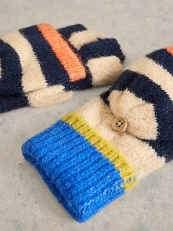 Block Stripe Flip Mitt in NATURAL MULTI<White Stuff Online