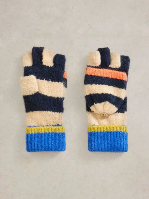 Block Stripe Flip Mitt in NATURAL MULTI<White Stuff Online