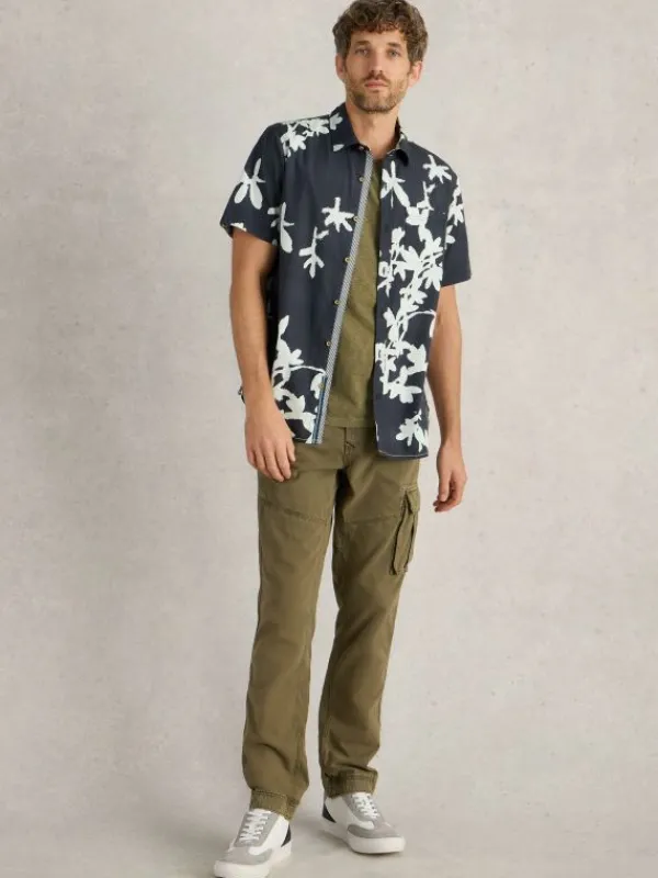 Blossom SS Printed Shirt in NAVY PRINT<White Stuff Clearance