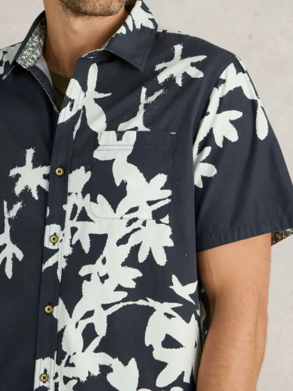 Blossom SS Printed Shirt in NAVY PRINT<White Stuff Clearance
