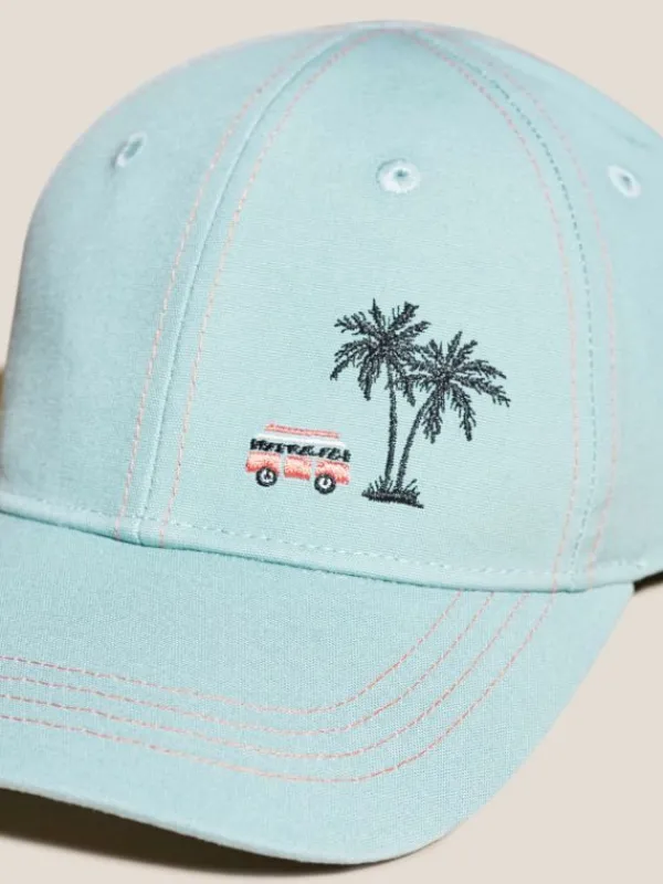 Boys Embroidered Cap in MID TEAL<White Stuff Clearance