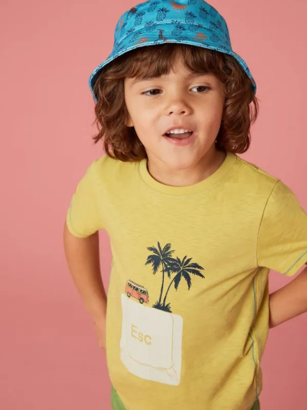 Boys Printed Bucket Hat in BLUE MULTI<White Stuff Clearance