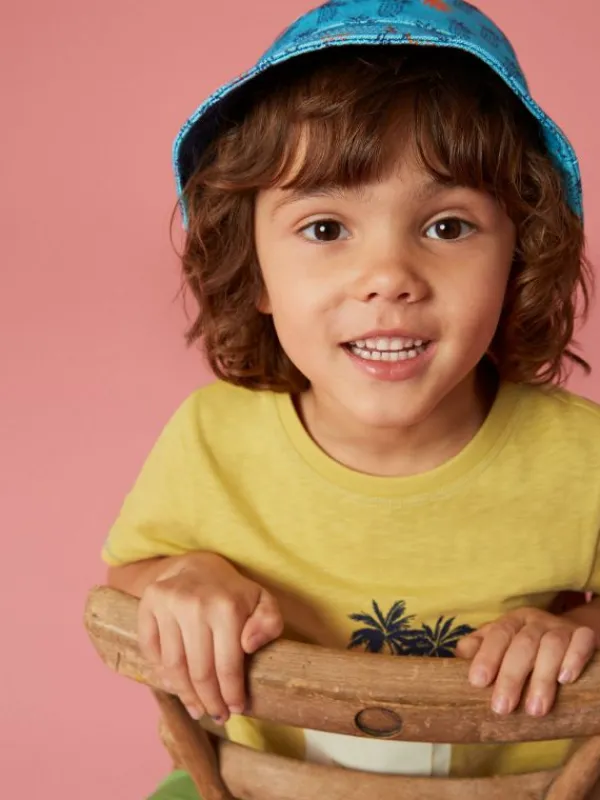 Boys Printed Bucket Hat in BLUE MULTI<White Stuff Clearance