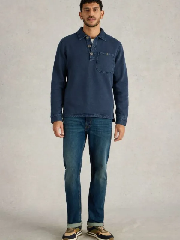 Brampton Collared Sweat in INDIGO BLUE<White Stuff Best