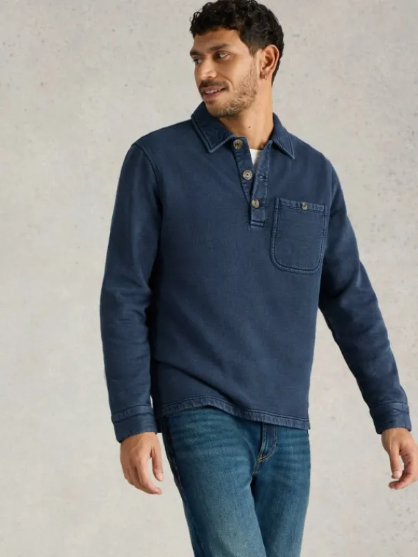 Brampton Collared Sweat in INDIGO BLUE<White Stuff Best