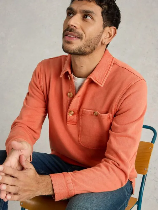 Brampton Collared Sweat in DARK ORANGE<White Stuff Clearance