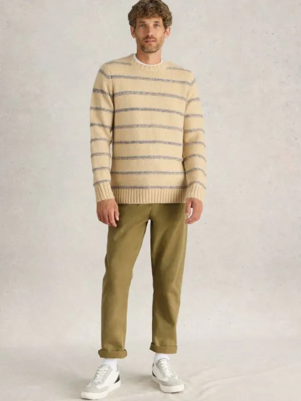 Breton Stripe Crew Neck Jumper in NATURAL MULTI<White Stuff Clearance