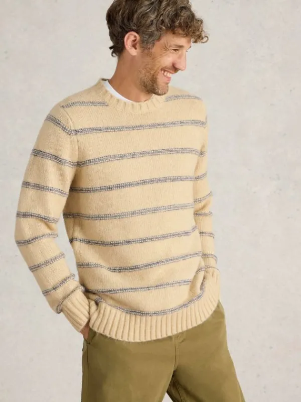 Breton Stripe Crew Neck Jumper in NATURAL MULTI<White Stuff Clearance