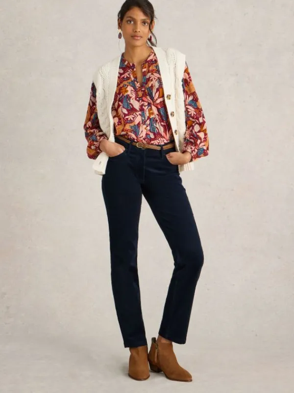 Brooke Cord Straight Trouser in DARK NAVY<White Stuff Best