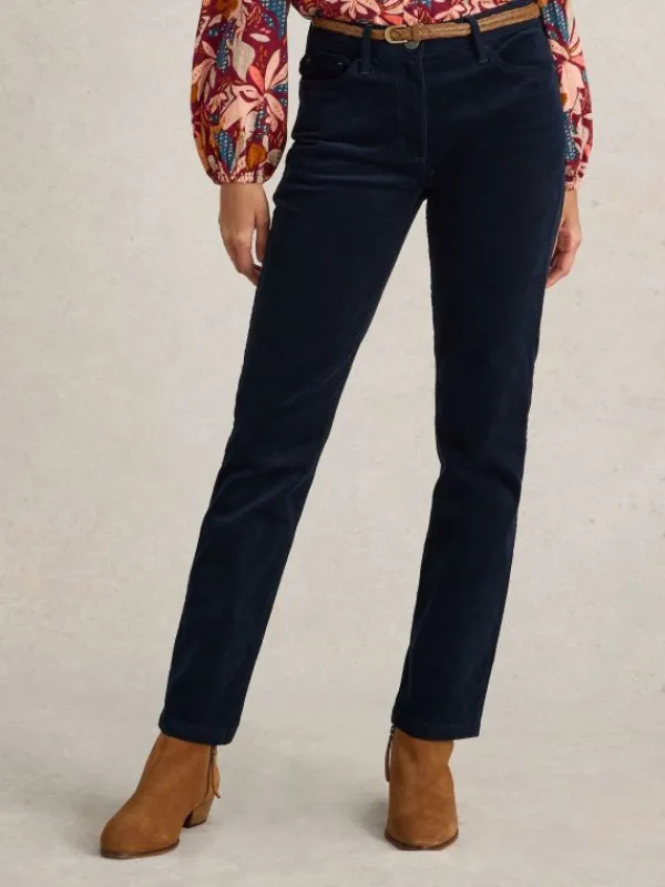 Brooke Cord Straight Trouser in DARK NAVY<White Stuff Best