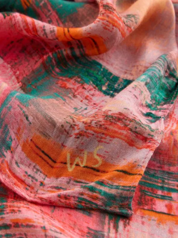 Brush Print Scarf in PINK MULTI<White Stuff Online