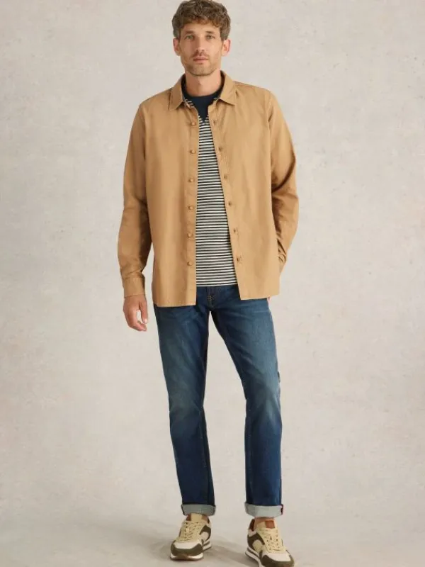 Bruton Oxford Collared Shirt in LIGHT TAN<White Stuff Online