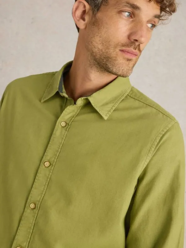 Bruton Oxford Collared Shirt in LIGHT GREEN<White Stuff Clearance
