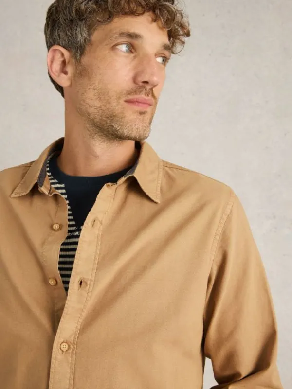 Bruton Oxford Collared Shirt in LIGHT TAN<White Stuff Online