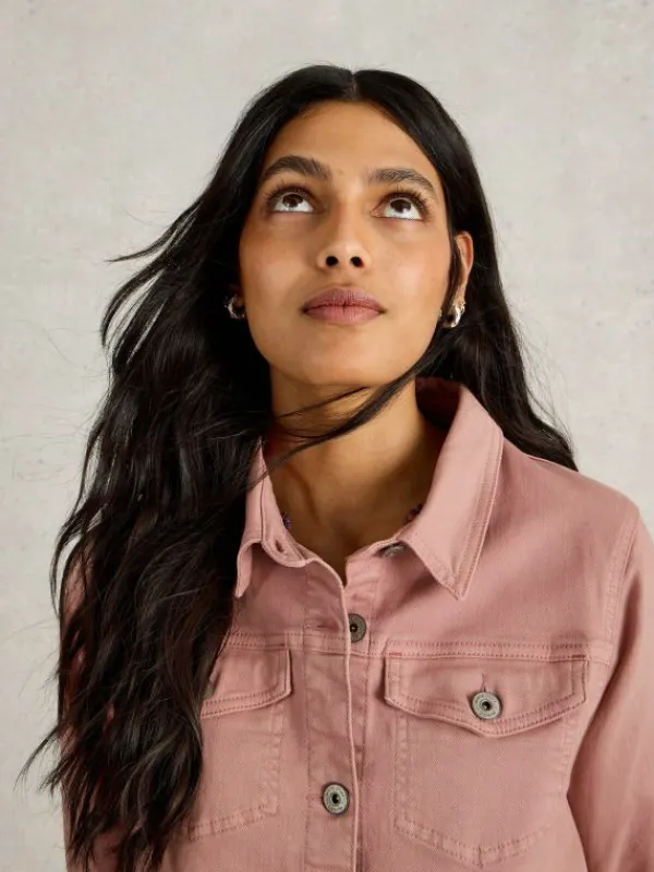 Camille Denim Jacket in DUSTY PINK<White Stuff Clearance
