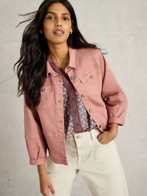 Camille Denim Jacket in DUSTY PINK<White Stuff Clearance