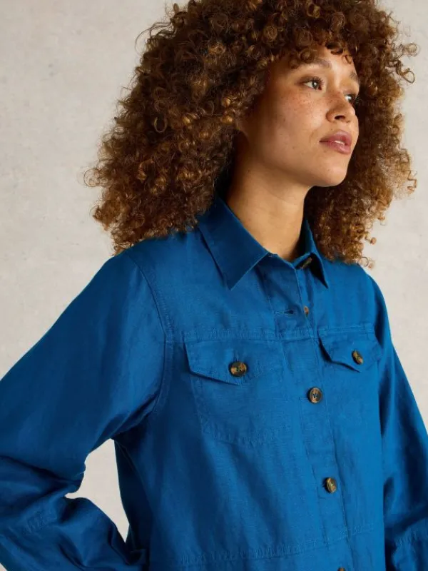 Camille Linen Jacket in BRIGHT BLUE<White Stuff Discount