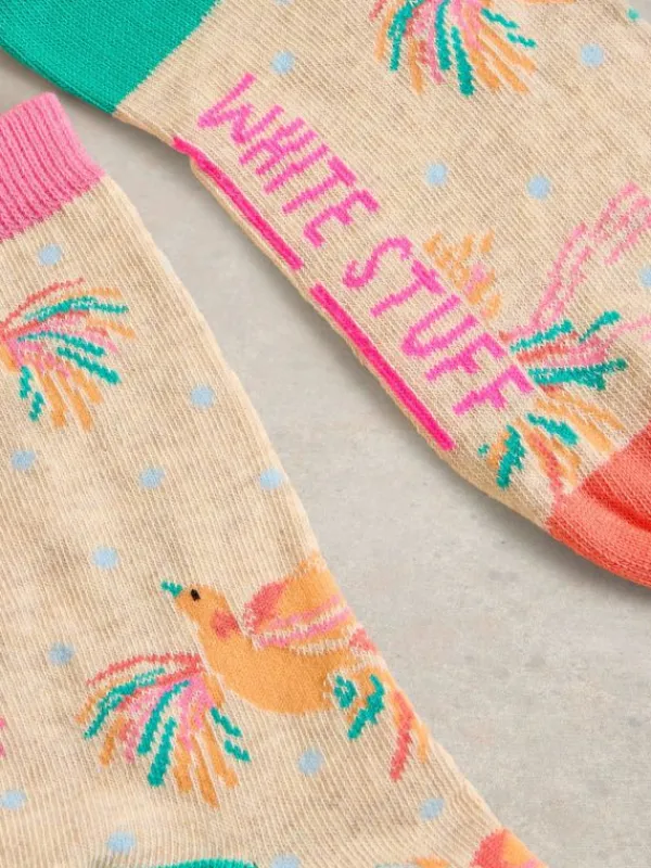 Canyon Bird Ankle Sock in NATURAL PRINT<White Stuff Outlet
