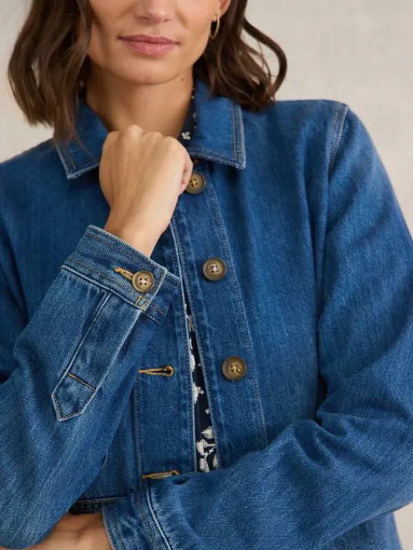 Carrie Denim Jacket in MID DENIM<White Stuff Online