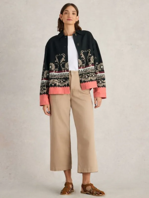 Carrie Linen Jacket in BLACK PRINT<White Stuff Outlet