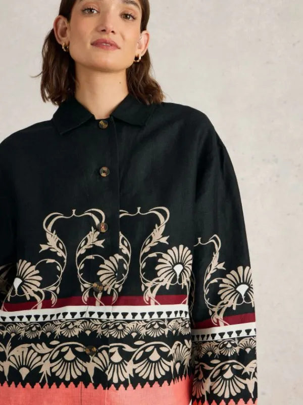 Carrie Linen Jacket in BLACK PRINT<White Stuff Outlet